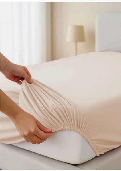 Çift Kişilik Düz Penye %100 Pamuklu Lastikli Çarşaf 180X200 Newsheet Bej modelleri