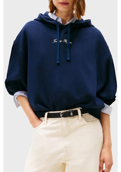 % 100 Pamuk Regular Fit Kapüşonlu Sweat Bayan Sweat WW0WW48270 C1G