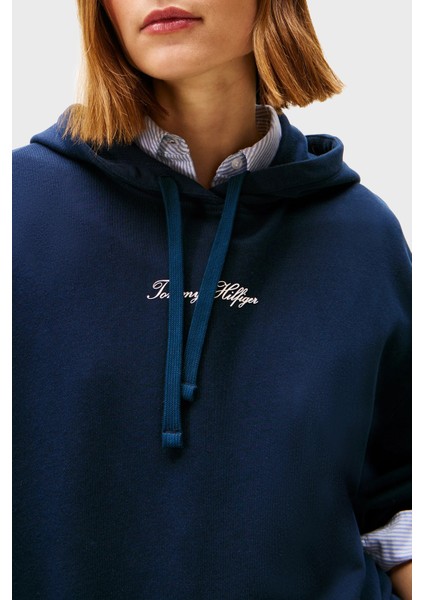 % 100 Pamuk Regular Fit Kapüşonlu Sweat Bayan Sweat WW0WW48270 C1G fırsatları