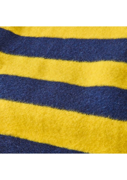 Soft Çizgili Pamuklu Tv Battaniyesi - Sarı / Lacivert - 130X170 cm fiyatları
