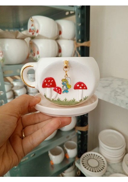 Ceresshop El Yapımı Şirin Charmlı Seramik Mug