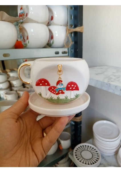 Ceresshop El Yapımı Şirin Charmlı Seramik Mug fırsatları