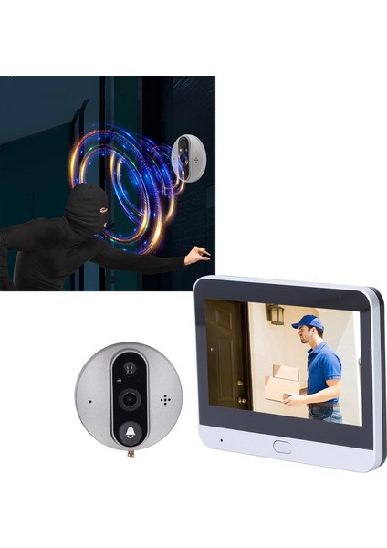 4,3″ Wifi Akilli Kapı Gözetleme Kamerası – 1080P + Gece Görüş + Hareket Algılama + Çift Yönlü Ses