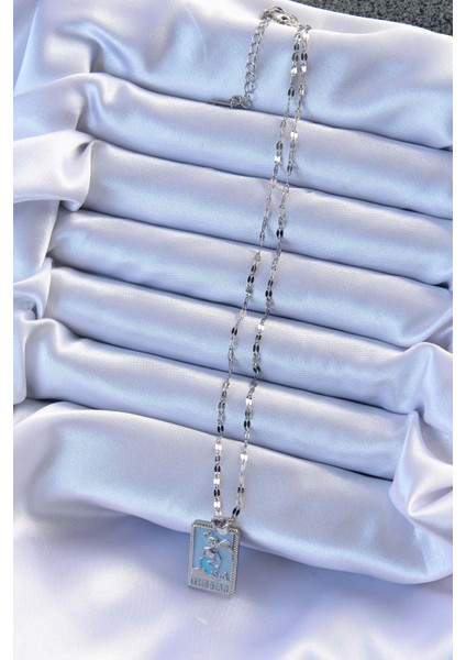 316L Çelik Zincir Gümüş Renk Mavi Mineli Tarot Kolye TG27BKO9210 fiyatları