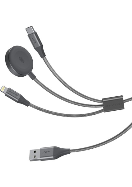 Cellairis Saat Şarjlı Premium Naylon 3'ü 1 Arada Kablo 1.5m - Gri fırsatları