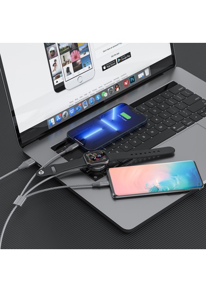 Cellairis Saat Şarjlı Premium Naylon 3'ü 1 Arada Kablo 1.5m - Gri indirimleri