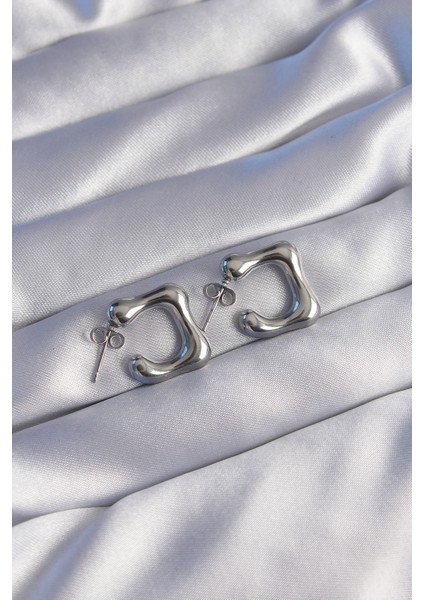 316L Çelik Gümüş Renk Minimal Bubble Küpe TG27BKP9042