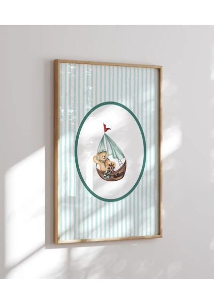 (Çerçevesiz) Teddy Ayıcık Desenli Bebek Odası 3lü Poster Seti