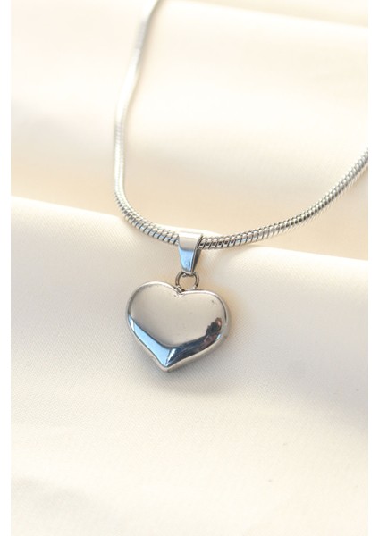 316L Çelik Gümüş Renk Kalp Kolye TG27BKO8509