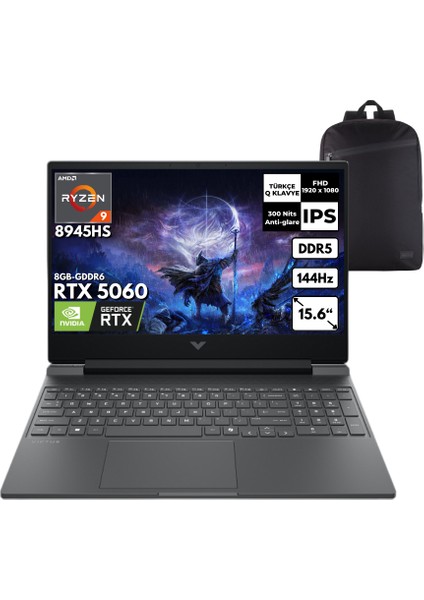Victus 15-FB3006NT Ryzen 9-8945HS 40-Gbddr5 2 Tbssd RTX4060 (8gb - Gddr6) 15.6" Fhd Windows 10 Pro + Hmf Sırt Çantası B82WCEAHMF55