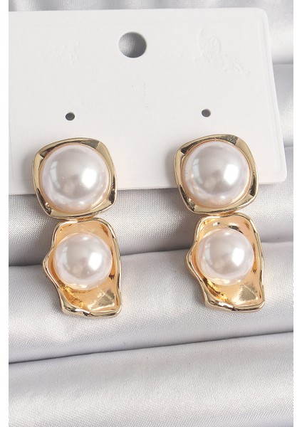 Pirinç Gold Renk Inci Kare Model Kadın Küpe TG27BKP10071