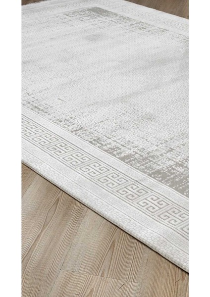 Alvin AN04 Krem Beyaz Akrilik Üst Kalite Salon Halısı Avangard Modern Çerçeve Desen fırsatları
