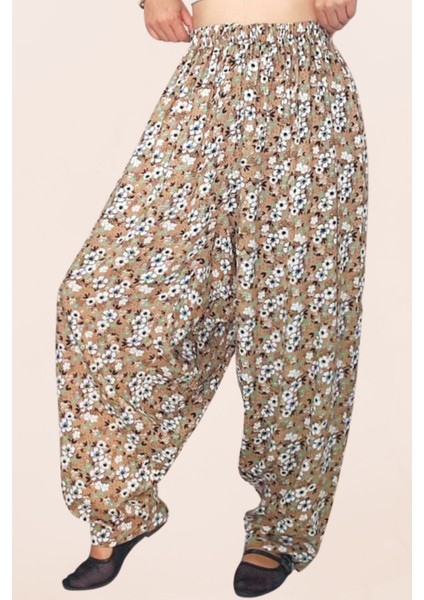 Çiçek Desenli Viskon Kumaş Kadın Şalvar