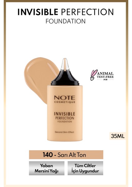 Invisible Perfection Foundation Hafif Yapılı Doğal Bitişli Fondöten - 140 Soft Linen