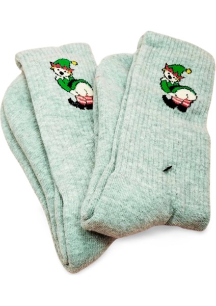 Litaetrend Neşeli Kolaj Çorap Popo Baskılı Esprili Kolej Çorap 2 Çift