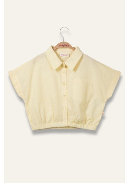 Kız Çocuk Beli Lastikli Gömlek - Sarı