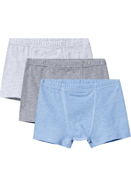 8903 Çok Renk Erkek Çocuk 3'lü %100 Pamuk Ribana Boxer