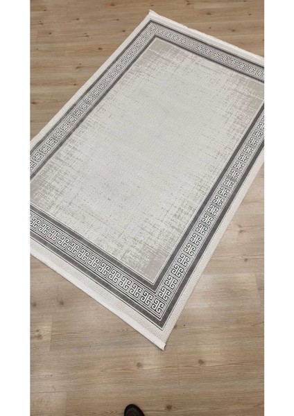 Alvin AN01 Krem Antrasit Akrilik Üst Kalite Salon Halısı Avangard Modern Çerçeve Desen fiyatları