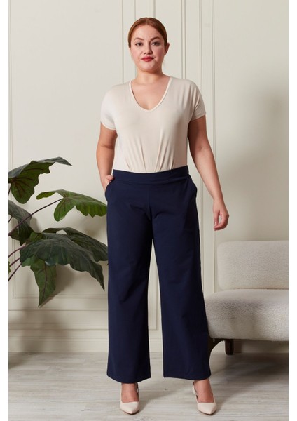 Lacivert Renk Sandy Kumaş Pantolon