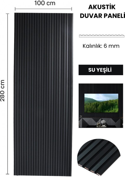 Akustik Duvar Paneli Siyah 100X280