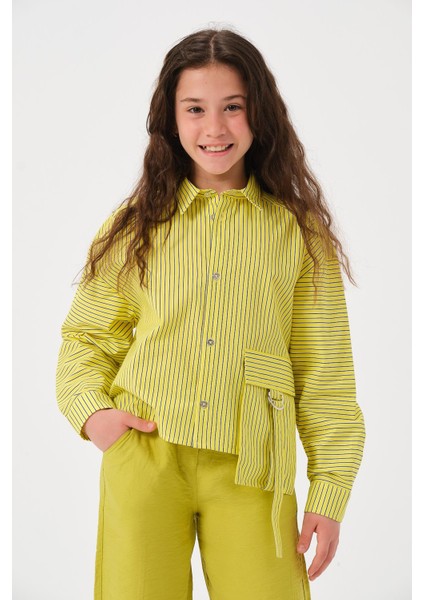 Genç Kız Çocuk Cepli Gömlek