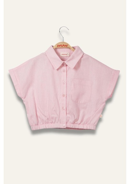 Kız Çocuk Beli Lastikli Gömlek - Pembe