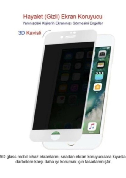Iphone 8 Beyaz Privacy Kavisli Hayalet Gizlilik Filitreli Full Ekran Koruyucu fiyatları