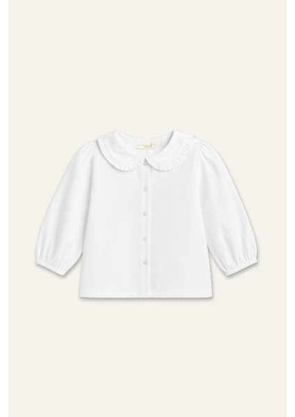 Kız Çocuk Bebe Yaka Gömlek - Beyaz