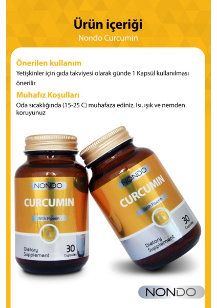 Curcumin Zerdaçal Ekstresi 30 Kapsül (Kurkumin, Piperin) modelleri