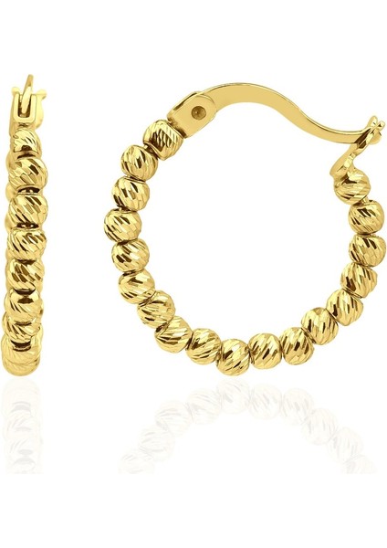 14 Ayar Altın Üç Renk Dorika Top Halka Küpe