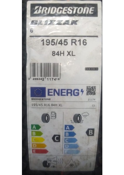 195/45 R16 84H Xl Blizzak 6 Oto Kış Lastiği (Üretim Yılı: 2025 ) fiyatları