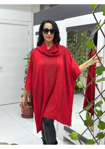 SC2520 Yikamali Triko Kazak Kırmızı