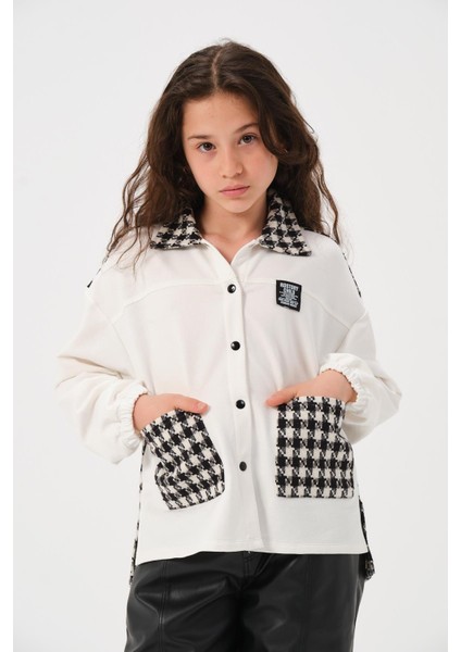 Genç Kız Çocuk Kazayağı Desenli Gömlek - Skasar