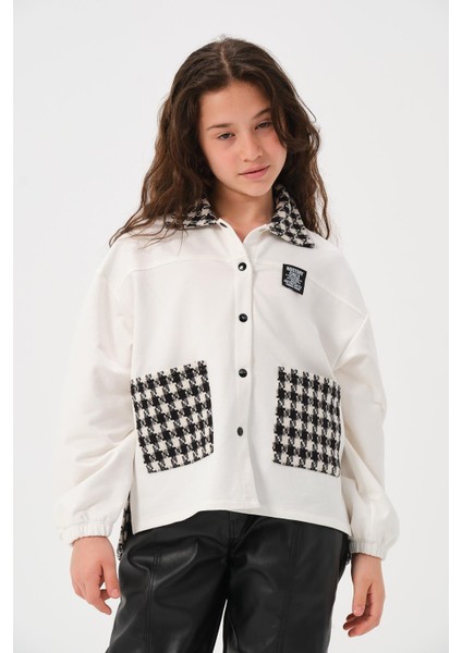 Genç Kız Çocuk Kazayağı Desenli Gömlek - Skasar modelleri