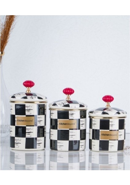 Çelik Qualita King Emaye Dama Dekor 3 Parça Baharat Takımı Orta Boylar 3 Parça