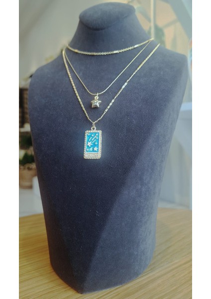 Altın Renkli 3’lü Çelik Kolye Seti – Yıldız ve Gece Manzaralı Minimal Tasarım fiyatları