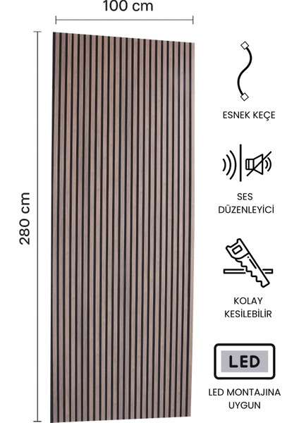 Akustik Duvar Paneli Ceviz 100X280 fiyatları
