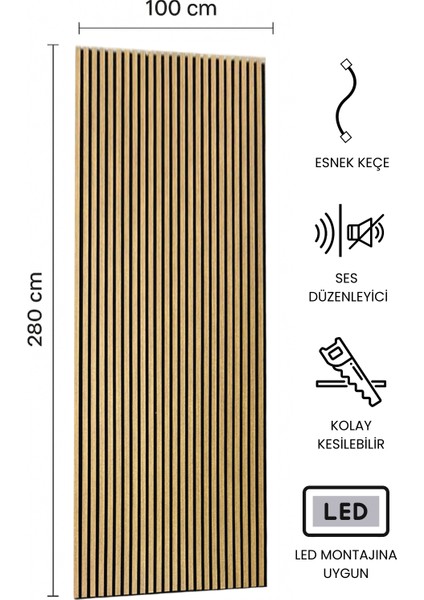 Akustik Duvar Paneli Teak 100X280 fiyatları