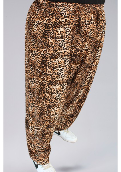 Viskon Kumaş Leopar Desenli Kadın Şalvar modelleri