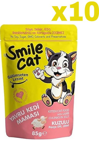 Smıle Kedi Pouch Yavru Kuzulu 10 Adet (1X85GR)