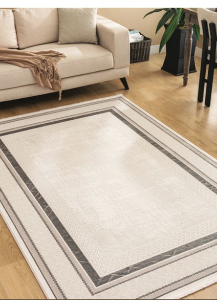 Bloom BM05 Gri Krem Akrilik Üst Kalite Salon Halısı Avangard Modern Çerçeve Desen modelleri