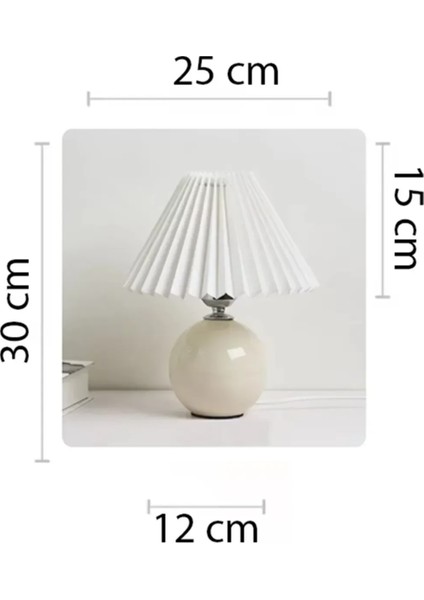 Vintage Pileli Seramik Beyaz Komidin Yatak, Oturma, Çocuk Odası Çalışma Masası ve Gece Lambası fiyatları