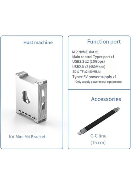 Mac Mini M4/m4 Pro 9 In 1 Type-C Nvme SSD Alüminyum Çevirici Stand Docking Station CDG-NSC201