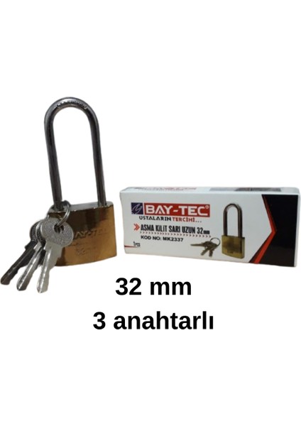 Asma Kilit Sarı 32 mm (3 Anahtarlı) | Dayanıklı Metal Gövde ve Güvenlik Mandalı fiyatları