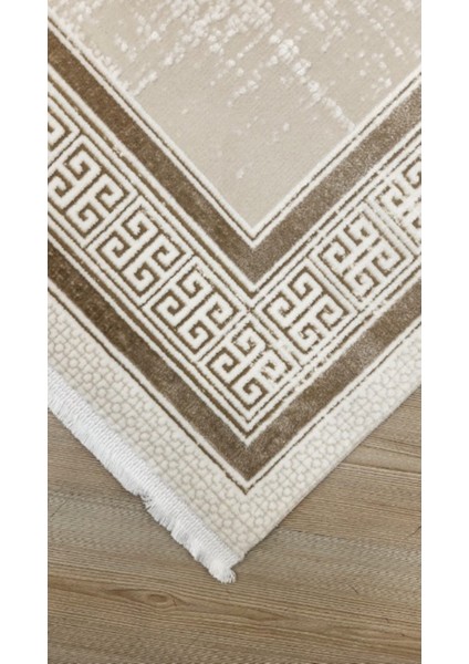 Bloom BM03 Krem Akrilik Üst Kalite Salon Halısı Avangard Modern Çerçeve Desen fırsatları