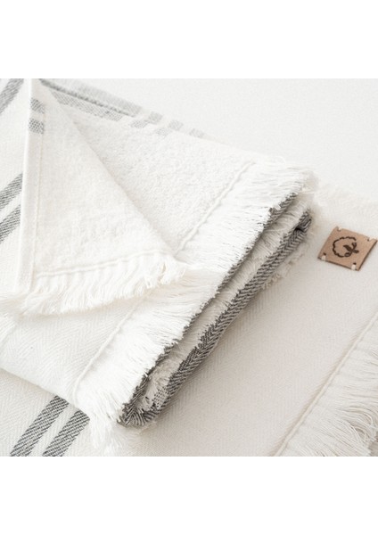 Erva 3'lü Havlu Seti Organik Pamuk Keten Melanj Antrasit