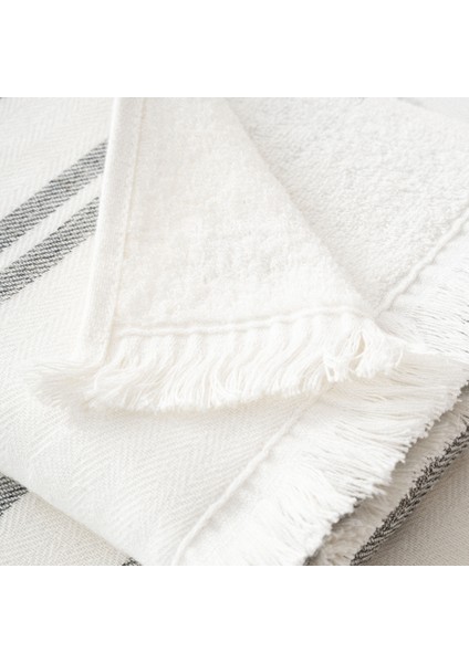 Erva 3'lü Havlu Seti Organik Pamuk Keten Melanj Antrasit