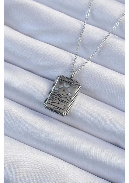 316L Çelik Zincir Eskitme Gümüş Renk Ay Figürlü Tarot Kolye TG27BKO9222