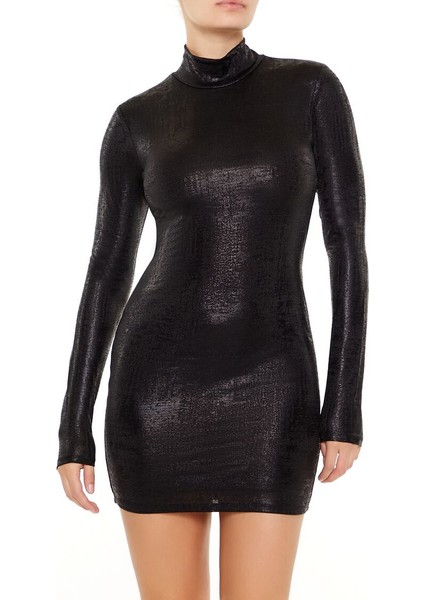 Yüksek Yaka Mini Elbise