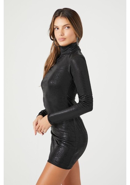 Yüksek Yaka Mini Elbise